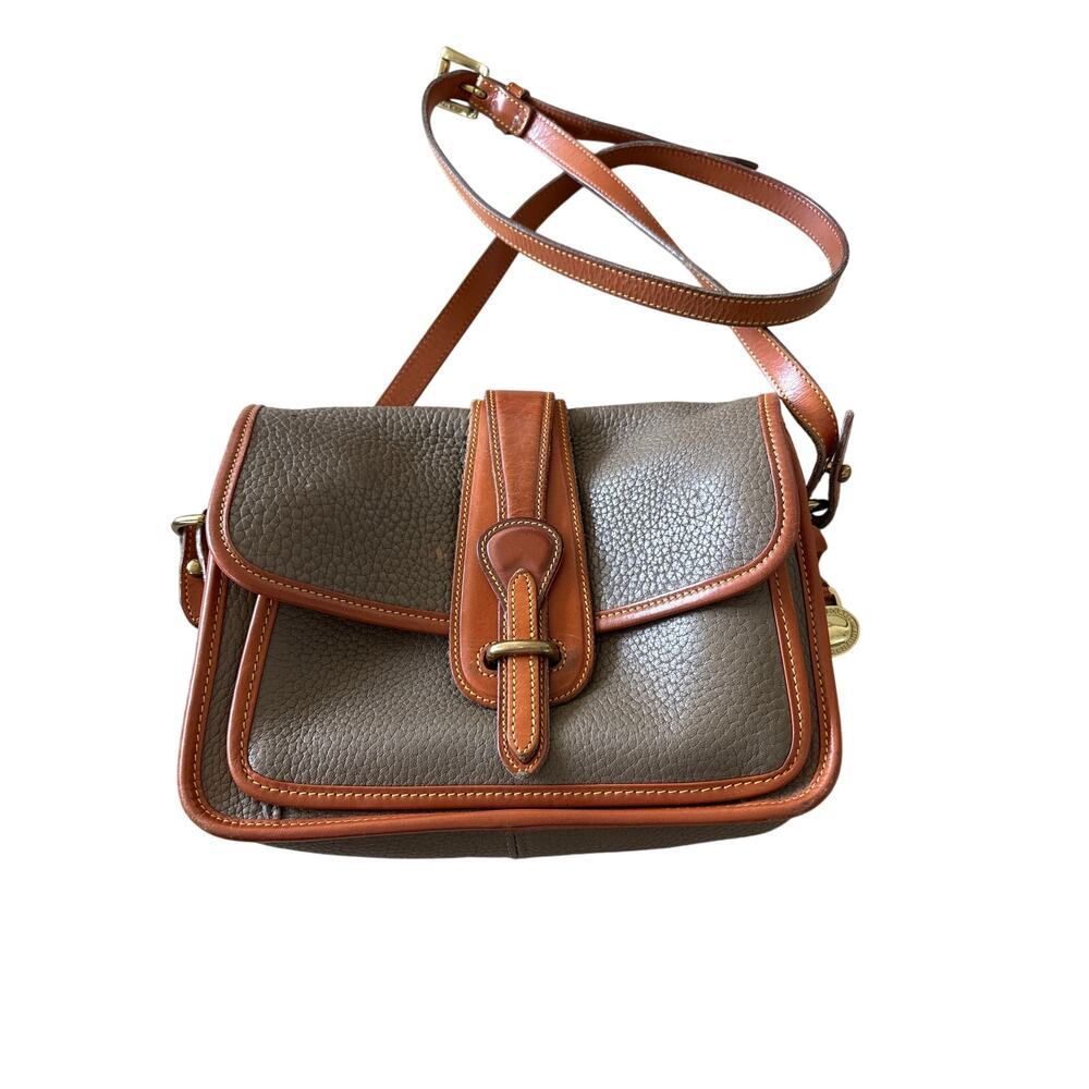 Vintage Dooney & Bourke AWL All Weather Leather Crossbody Bag Taupe Camel USA